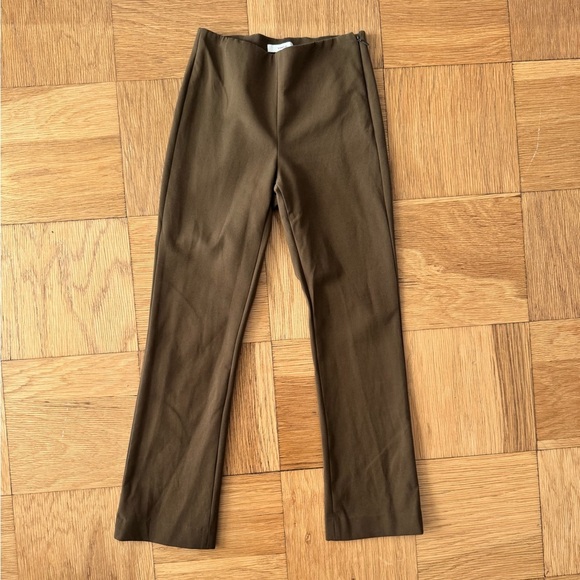 Vince XS High-Rise Stretch Flare Crop Pants Olive Night Green Work Career - Picture 2 of 12